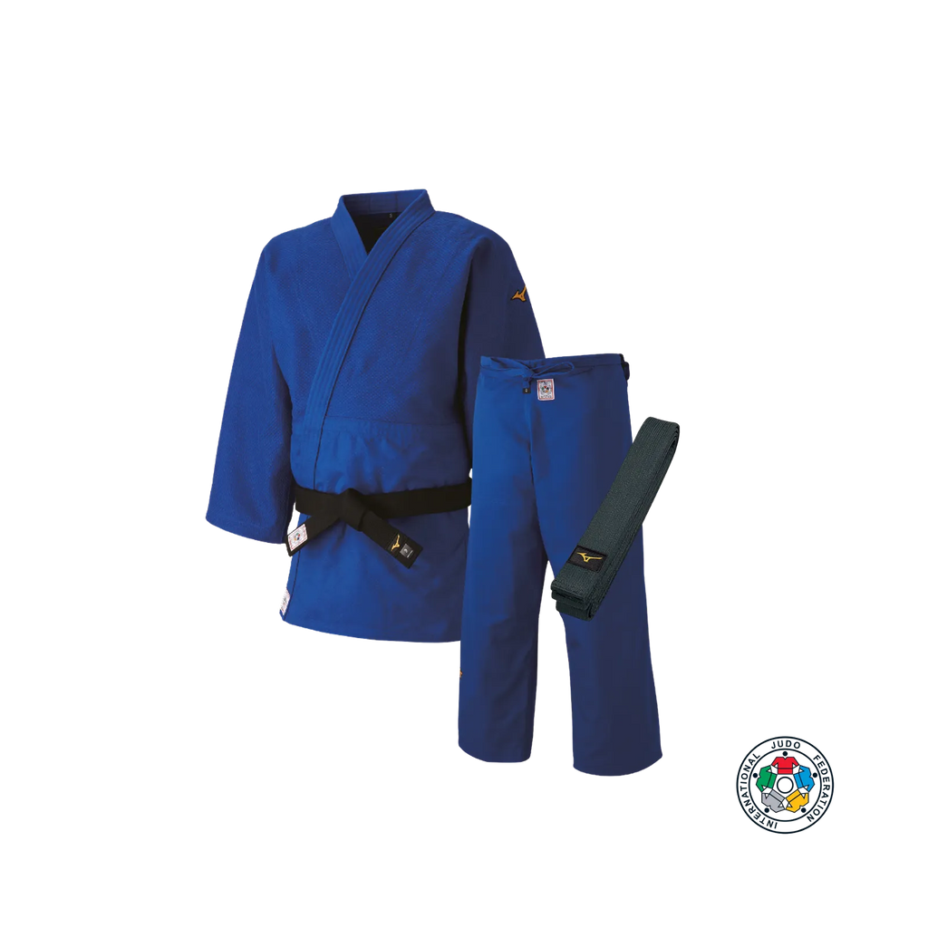 Mizuno IJF Japan Compleet Judopak - Slim Fit Long - Incl. Band - Blauw Pakken